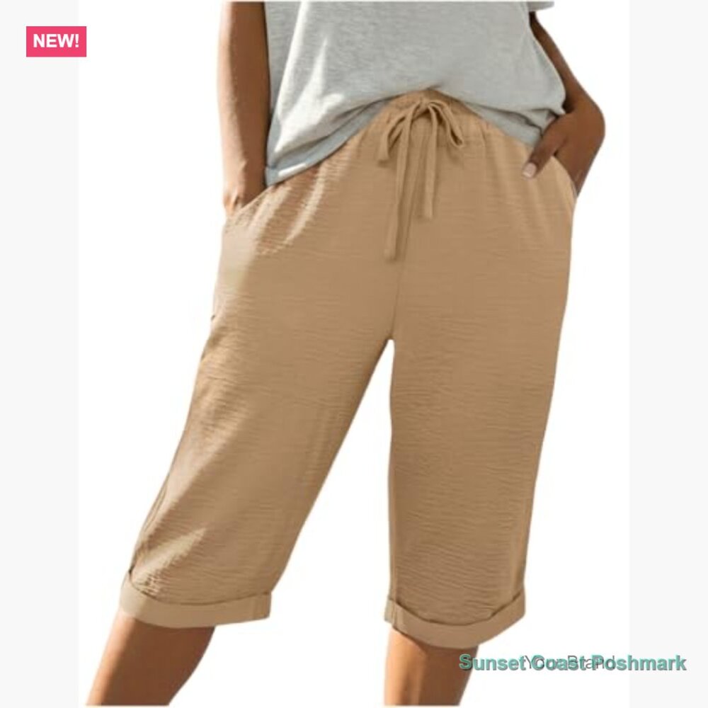 Lightweight Elastic Waist Drawstring Bermuda Shor… - image 2